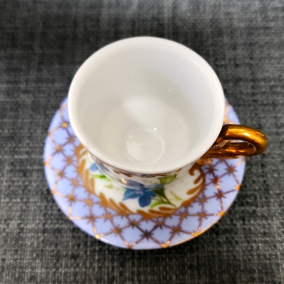 VINTAGE Miniature Tea&cup Attached Porcelain Saucer Decorative Xmas Ornament - Picture 5 of 6